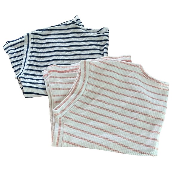 T by Talbots Striped Short Sleeve Shirts Casual Top White Plus Size 3X *Lot of 2 - Picture 1 of 14